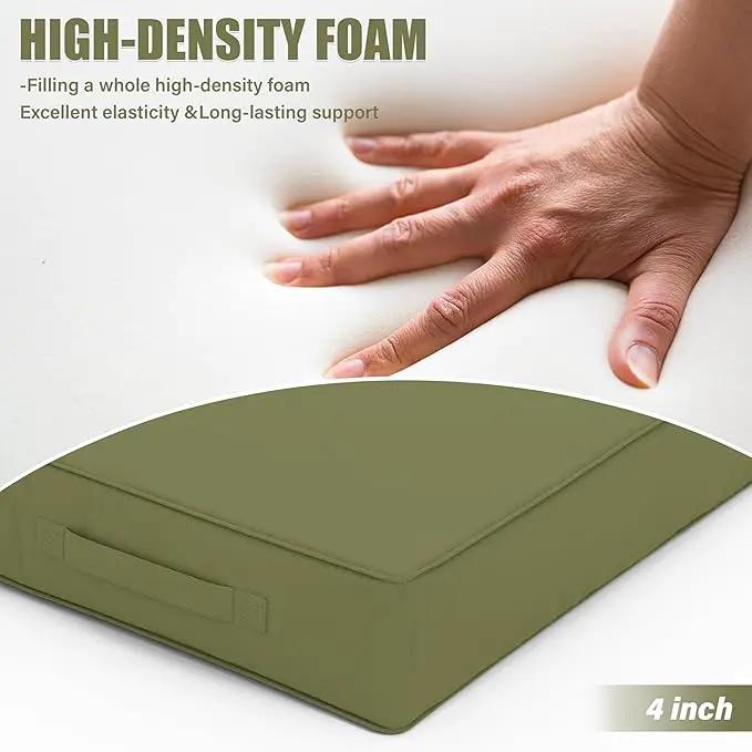 Patio Chair Cushions 22 X 22 X 4 Inch Waterproof Outdoor Seat Cushions for Patio Furniture, Outdoor Sofa Couch Pads with Ties & Handle, Set of 2, Light Green by GreenHaven Gardens