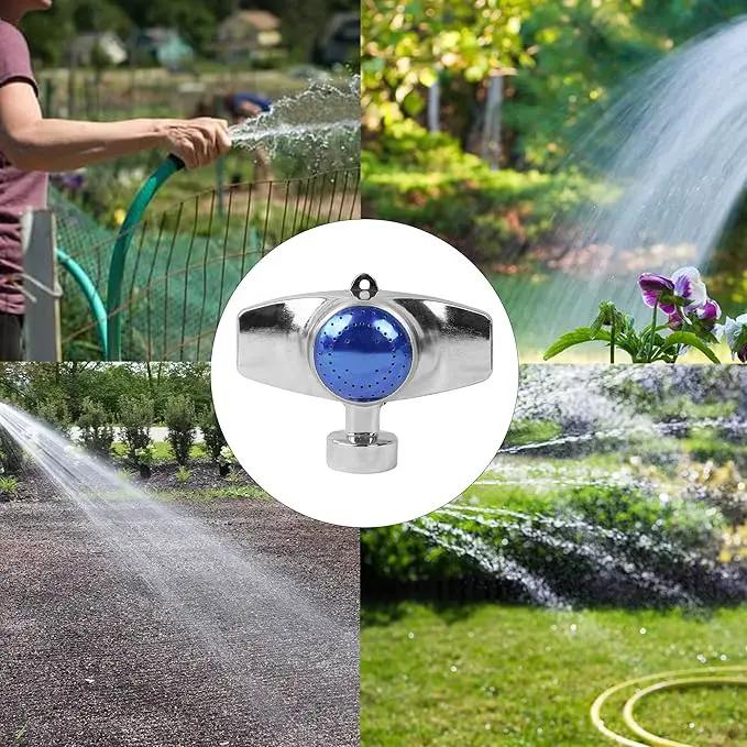Hourleey 360 Degree Metal Spot Sprinkler, 2 Pack Circle Pattern Sprinkler with Gentle Water Flow for Small Area Yard Lawn Garden Watering, Coverage Up to 30FT (Blue) by GreenHaven Gardens