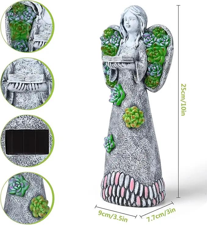 Garden Angels Statue-Solar Angel Statues Cemetery Decoration- Outdoor Memorial Pray Angels Figurine for Patio Lawn Yard Porch Decorations,10.24 Inches