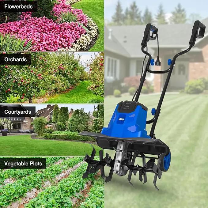 BILT HARD 14-Amp 18-Inch Electric Tiller Cultivator, 8'' Tilling Depth Corded Garden Rototiller, 6 Steel Front Tines Roto Tillers with Adjustable Wheels & Foldable Handle for Garden Lawn Soil Digging by GreenHaven Gardens