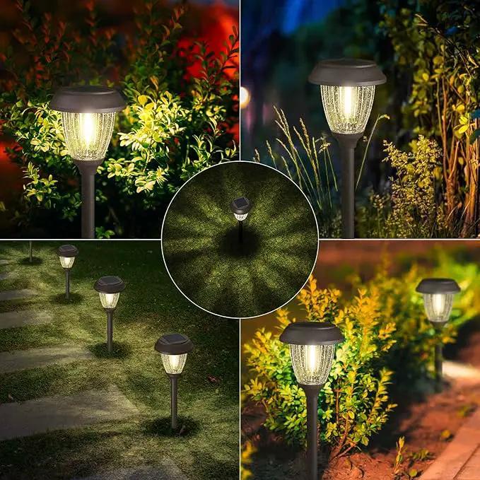 XMCOSY+ Solar Lights Outdoor 10/25 LM LED with 2 Lighting Modes, Solar Garden Lights Glass and Metal, IP65 Waterproof Solar Powered for Yard Pathway Walkway Driveway Patio (6 Pack, Warm White) by GreenHaven Gardens