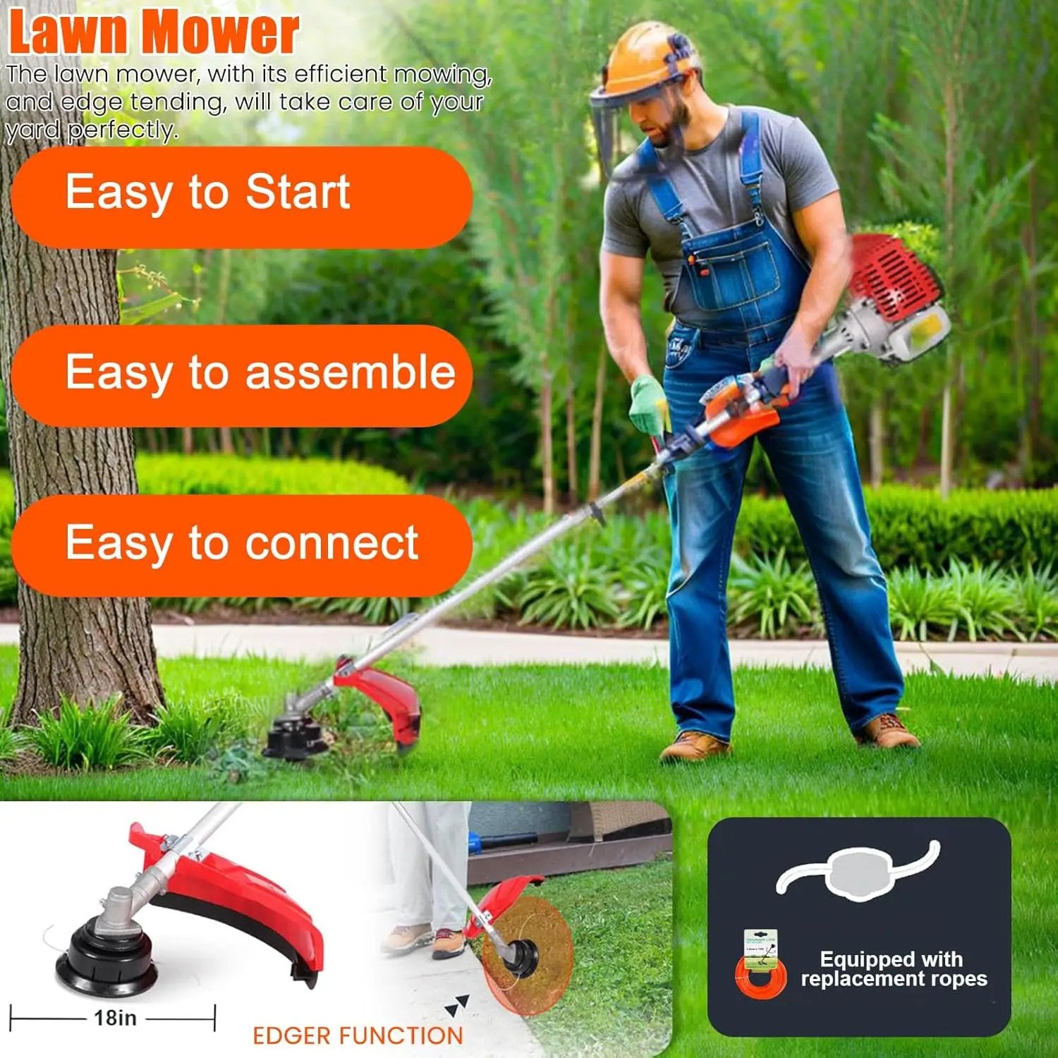 Weed Eater Gas Powered,52cc 2-Stroke Weed Wacker,2 in 1 Multi-Functional Grass Strimmer Petrol Hedge Trimmer,Gas Powered String Trimmer Brush Cutter for Garden Yard 2.2KW/8500rpm by GreenHaven Gardens