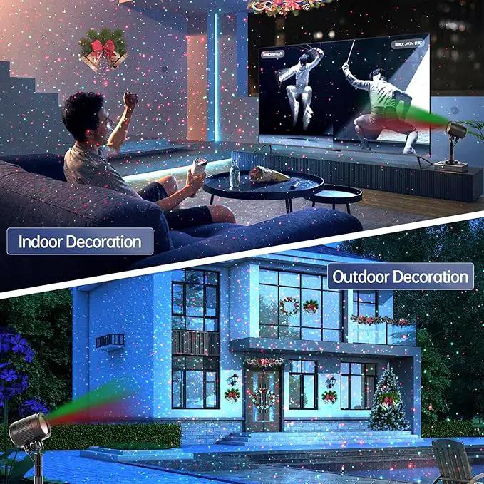Christmas Projector Lights Outdoor, Motion Laser Star Shower, Bliss Lights with Remote Control, Waterproof, Firefly Decor for Tree Yard Garden Home, Red Green Holiday Party Landscape Decoration (RG) by GreenHaven Gardens