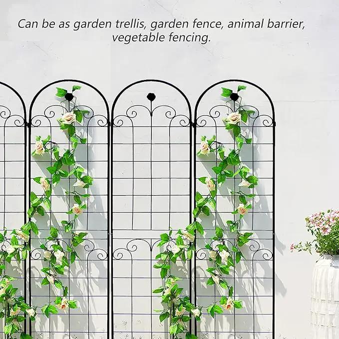 6 Pack Metal Garden Trellis 86.7" H Garden Fence Rustproof Trellis for Climbing Plants Support Roses Flower Outdoor Lawn Black by GreenHaven Gardens
