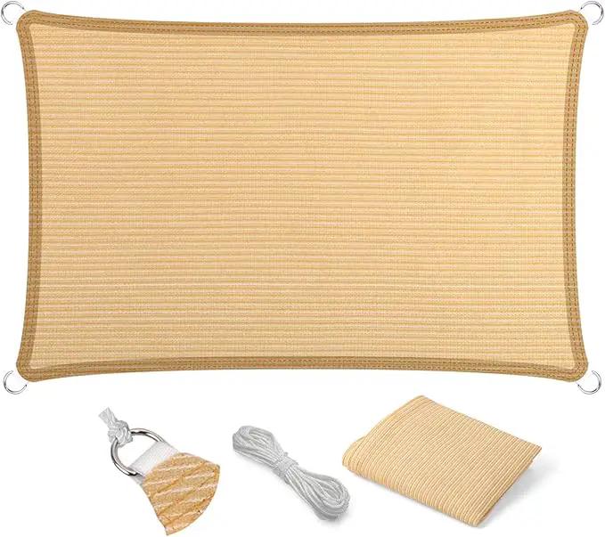 Eden's Decor Straight Flat-Edged Sun Shade Sail Rectangular 6' x 19' Beige UV-Blocking Outdoor Canopy Fabric Cloth Awning for Pergola Patio Garden Backyard Custom Size by GreenHaven Gardens