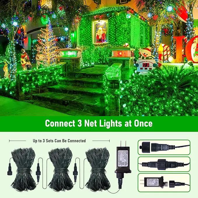 Green Christmas Net Lights Outdoor, 360 LED Plug-in With Remote, 12x5 Ft Extendable 8 Modes Waterproof Net With Green Wire for Bushes Gazebo Lawn Patio Garden Tree by GreenHaven Gardens