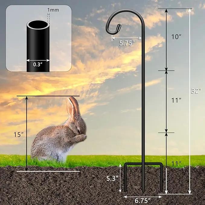 Gtongoko 32 Inch Shepherds Hooks for Outdoor 4 Pack Garden Hooks for Hanging Plants, Lanterns, Bird Feeders, Solar Lights, Mason Jars, Weddings Decor, Adjustable, Matte Black by GreenHaven Gardens