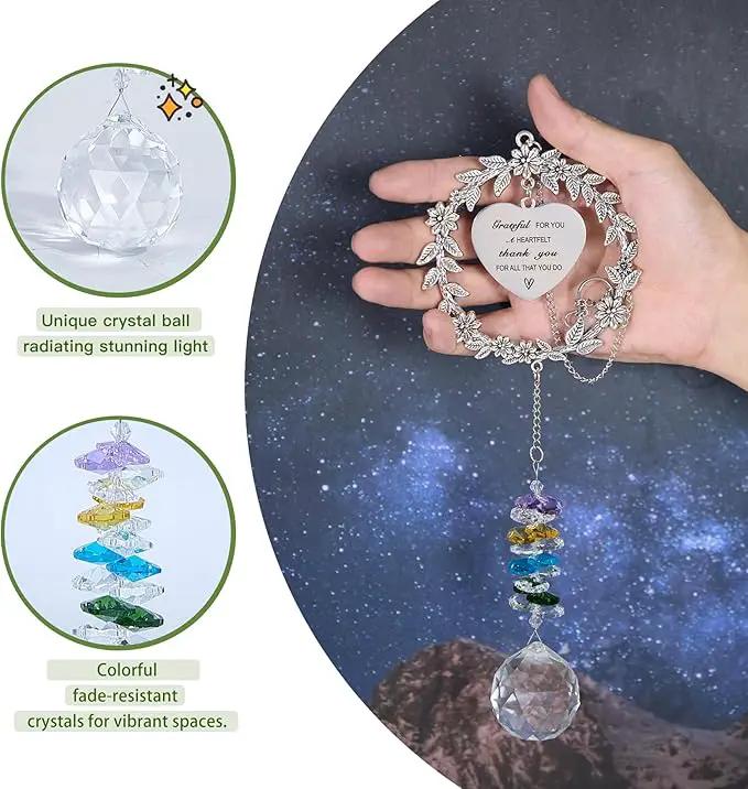 Thank You Sun Catcher Gifts with Engraved Message - Unique Appreciation Gift/Thank You Gift for Women, Friends, Coworkers, Teachers- Gratitude Gifts Hanging Crystal Suncatcher Ornament by GreenHaven Gardens