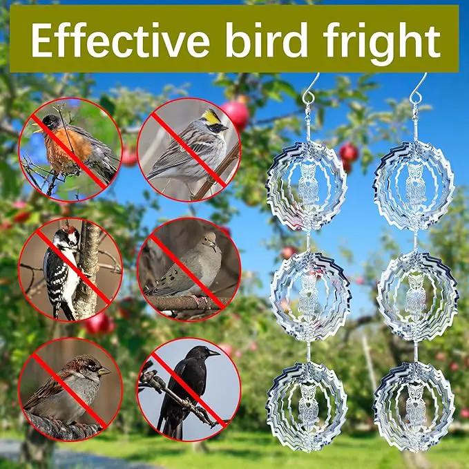 12 PCS Stainless Steel Bird deterrents for Outside,3D Bird Scarer Discs Set Pigeon Deterrent,Bird reflectors to Keep Birds Away Woodpecker Deterrent for House,Crow Deterrent by GreenHaven Gardens