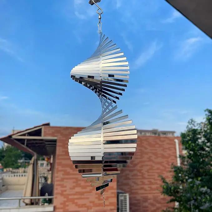 Hanging Wind Spinners Stainless Steel Metal Outdoor Garden Decor, Highly Reflective Bird Deterrent to Scare Birds Away from Yard Patio Farm 12inch by GreenHaven Gardens