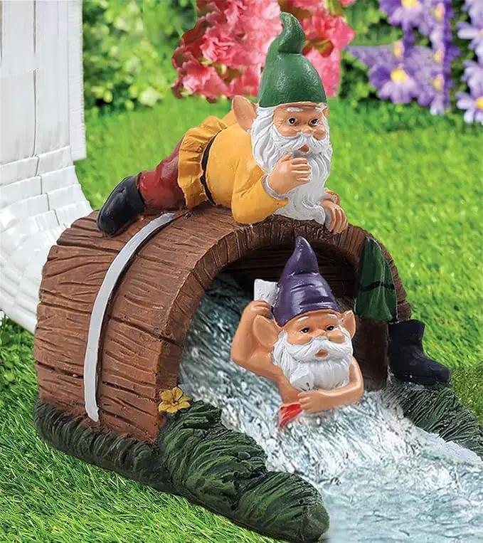 Decorative Gnome Gutter Extension, Elf Guardian Statue for Outdoor Gutter Splash Block, 3" x 4" Downspout Extender, Garden Rain Downspout Diverter by GreenHaven Gardens
