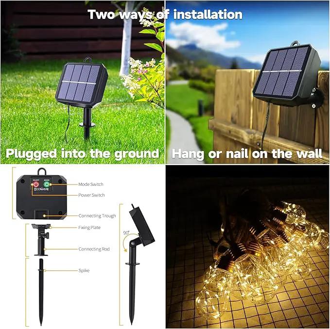 Solar Outdoor String Lights, 2 Pack 20Ft Vintage Rope Hemp Solar Patio Lights, Waterproof Warm White Solar Powered String Lights With 8 Modes 16 Shatterproof Bulbs for Fence Stairs Balcony Café Bistro by GreenHaven Gardens