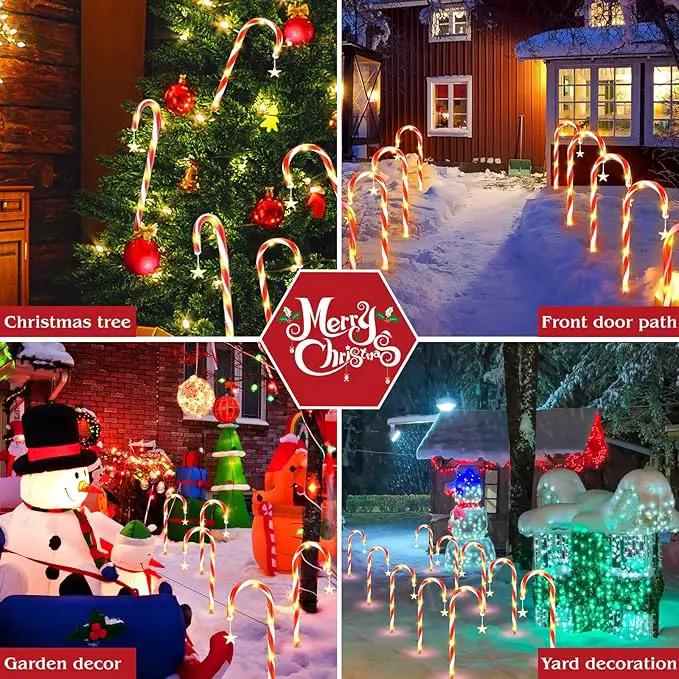 19.3in Christmas Solar Candy Cane Lights, 10 Pcs Pathway Light with Star 8 Flashing Modes, Outdoor Christmas Decorations for Outside Path, Walkway, Driveway, Sidewalk, Porch, Yard, Garden by GreenHaven Gardens