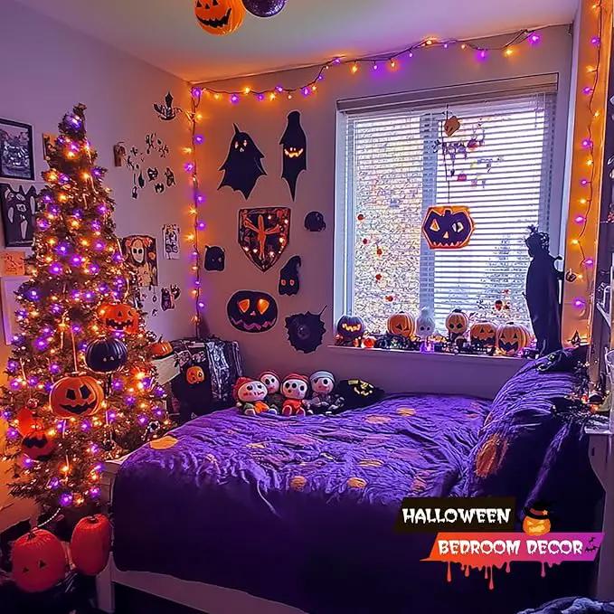 JMEXSUSS 500 LED Orange and Purple Halloween Lights, 173ft Halloween String Lights Outdoor Waterproof, 8 Modes Christmas Tree Light Plug in for Party House Indoor Decor by GreenHaven Gardens