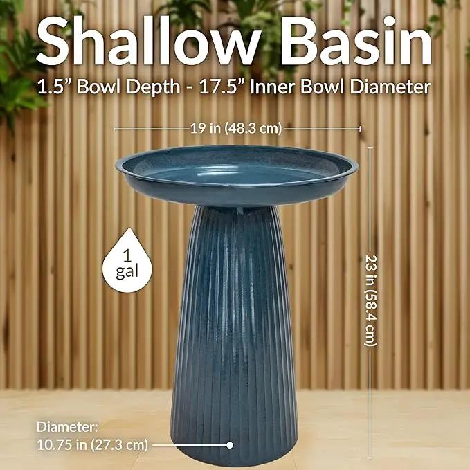 Sunnydaze Gleeful Garden Metal Bird Bath for Outdoors - Large Decorative Iron Birdbath - 23-Inch - Blue Glaze by GreenHaven Gardens