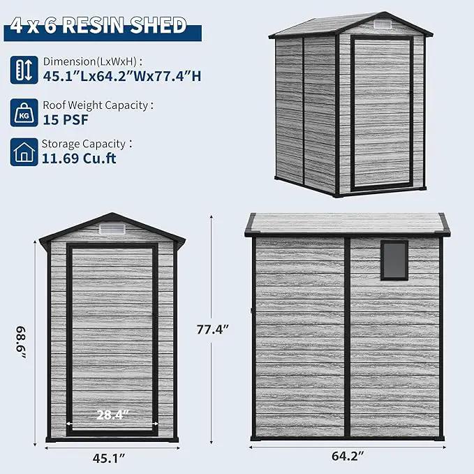 All-Weather Plastic Shed with Window, Outdoor Resin Garden Shed with Lockable Door and Vents, Outdoor Resin Storage Sheds for Backyard, Patio, Lawn, Tool, Bike by GreenHaven Gardens