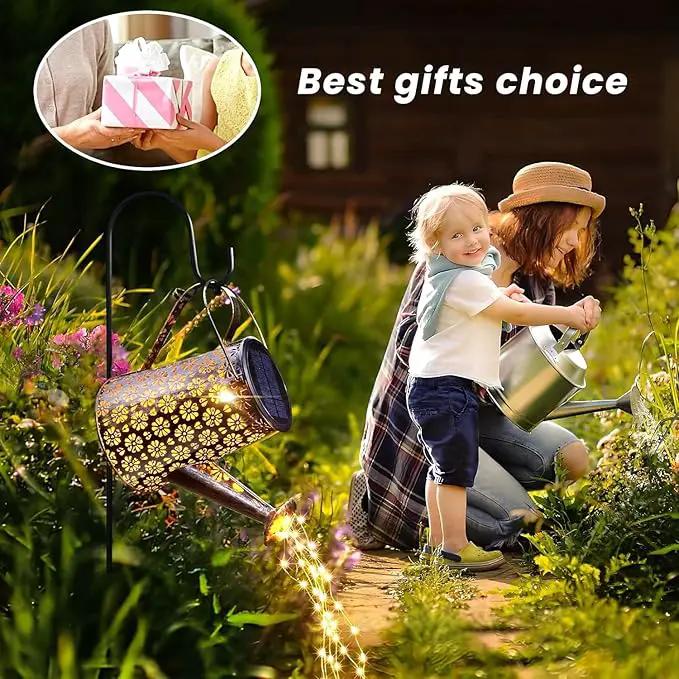 2 Pack Solar Watering Can Lights with Shepherd Hook, 8 Multi-Color Changing Modes, IP65 Waterproof, 60pcs String Lights for Outdoor Garden Pathway Lawn Patio Deck Walkway Courtyard by GreenHaven Gardens