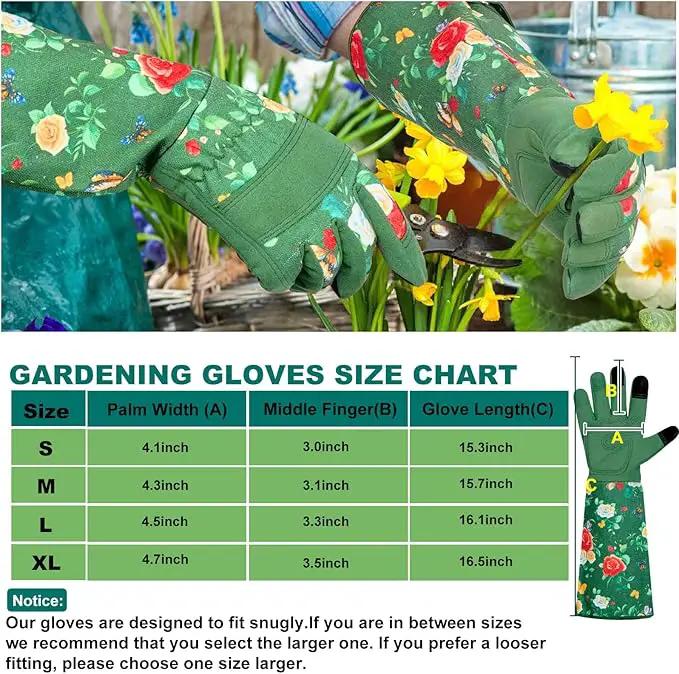 DLY Gardening Gloves,Leather Rose Gloves,Women's Long Gardening Glove for Garden Work and Yard Work,Durable and Comfortable(X-Large, Green by GreenHaven Gardens
