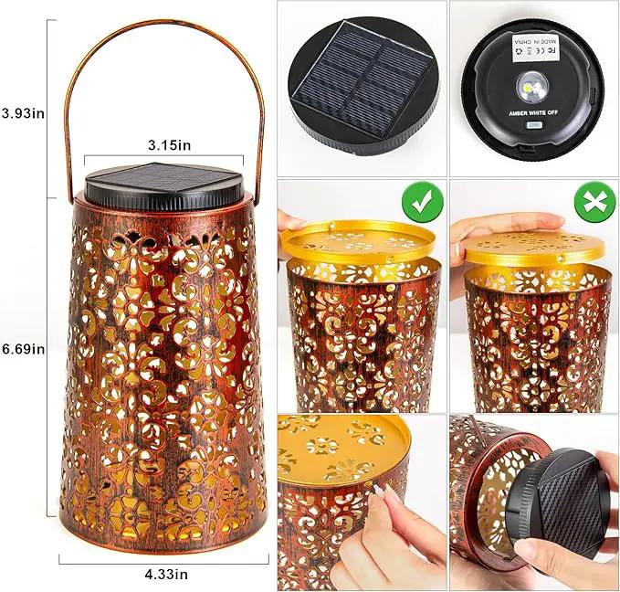 Solar Lanterns Outdoor Waterproof - 4 Pack Hanging Solar Lights Gifts for Women Mom Grandma Decorative Lantern for Patio Decor Garden Yard Backyard Porch Table Tree Lighting, Cool/Warm Light by GreenHaven Gardens