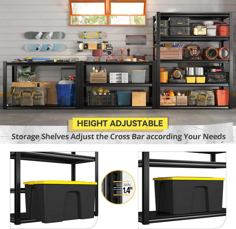 REIBII Storage Shelves Heavy Duty Garage Shelving 72" Adjustable Metal Shelves for Storage 5 Tier Garage Shelf Heavy Duty 2500LBS Basement Kitchen Pantry Shelf, 3 Pack by GreenHaven Gardens