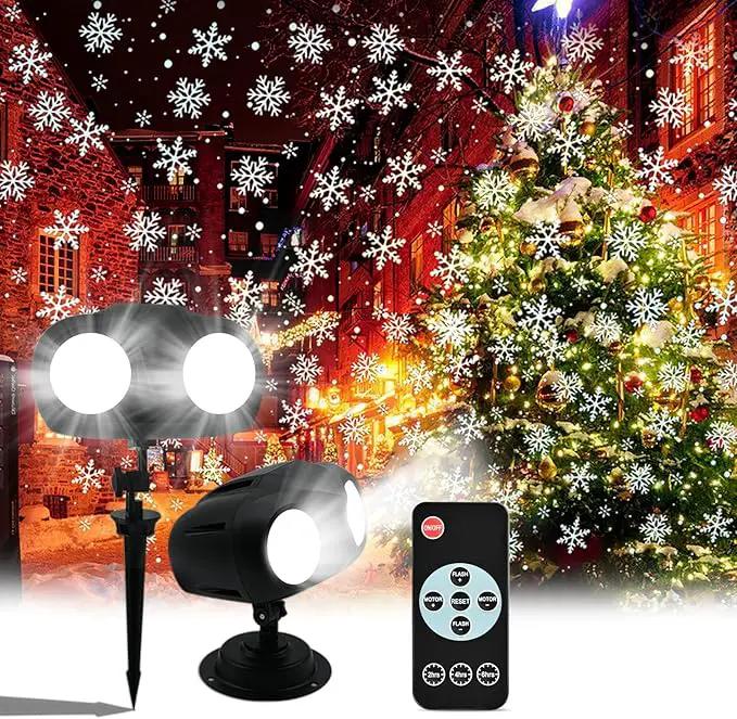 Snowfall Christmas Light Projector,Snowflake Night Projection Lamp, IP65 Waterproof Outdoor LED Snow Spotlight for Holiday Party Home Decor Garden Light Projector, with Remote Control by GreenHaven Gardens