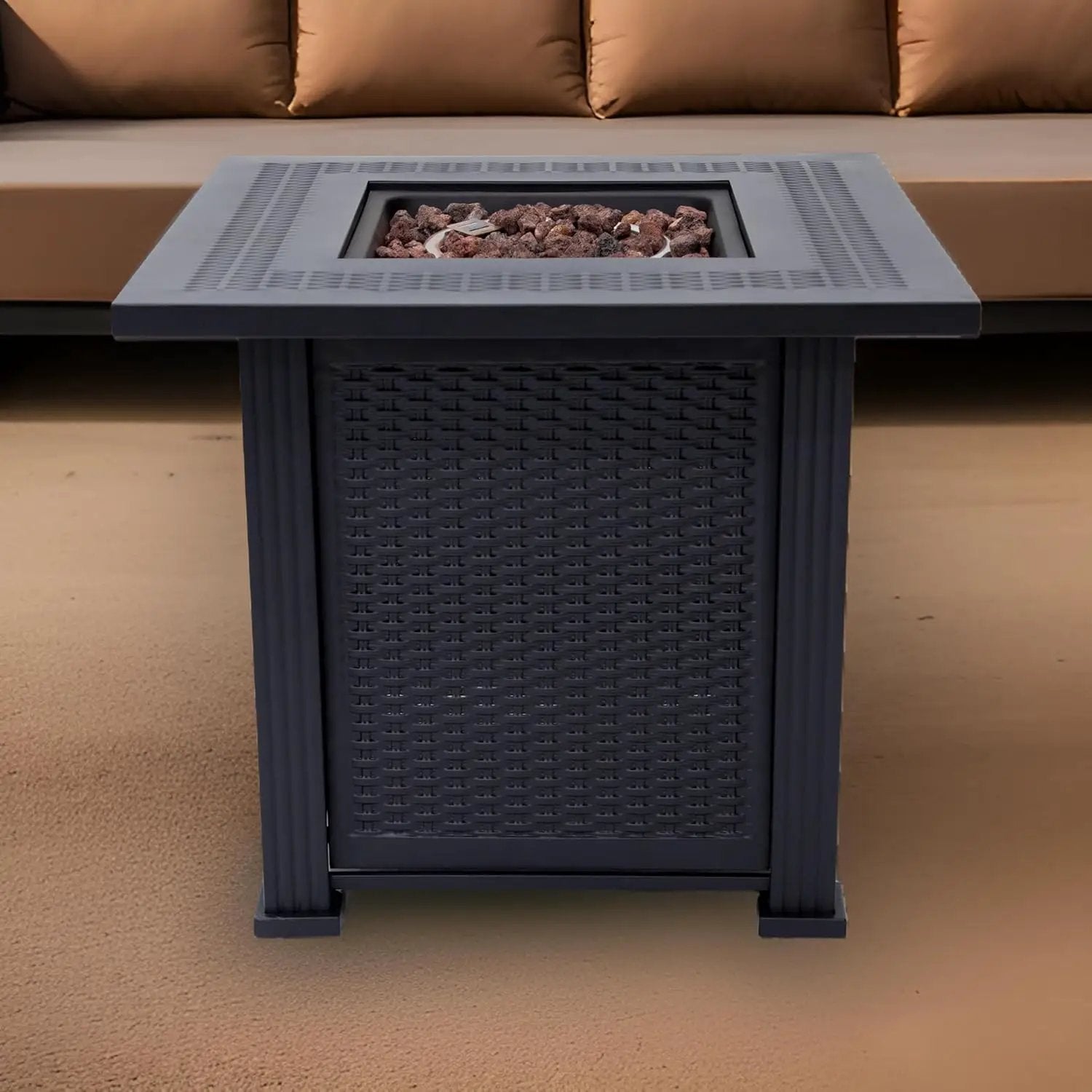 Lausanne Propane Fire Pit Table 28” Outdoor Firepit 50,000 BTU Firepits for Outside with Lava Rocks and Removable Lid Metal Fire Pit Outdoor Fireplace Propane Fire Pits for Outside CSA Certified by GreenHaven Gardens