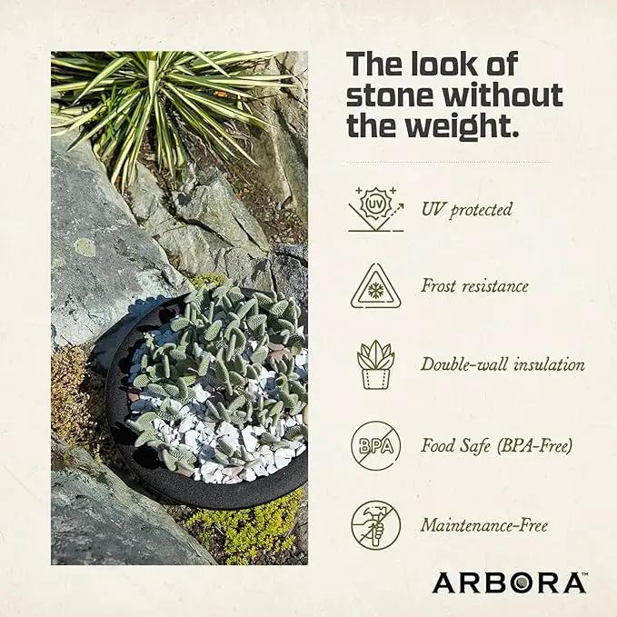 ARBORA 21" and 26” Santorini Bowls with Classic Black Finish - Polyresin Indoor and Outdoor Planters, Durable, Weatherproof, Lightweight, Large Plant Pots for Patio, Garden, Deck by GreenHaven Gardens