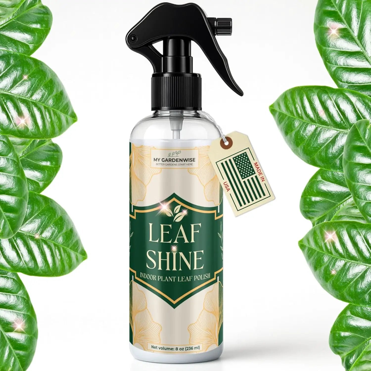 Leaf Shine Spray for Indoor Plants – Plant Leaf Cleaner & Shine for Real House Plants – Fragrance-Free, Non-Sticky, Streak-Free Finish, 8 fl oz by GreenHaven Gardens