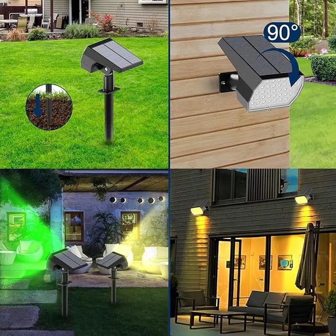 Solar Spot Lights Outdoor, [4 Pack/7 Colors/37 LED] 2-in-1 Solar Landscape Spotlights, IP65 Waterproof Auto On/Off Solar Powered Security Lights for Yard Garden Pathway Walkway by GreenHaven Gardens
