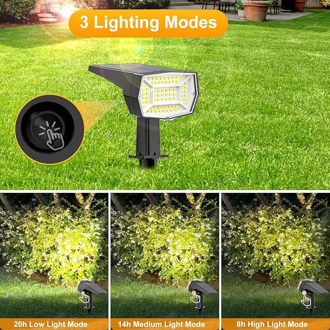 Fabrito 72 LEDs Solar Spot Lights Outdoor Waterproof, 3 Modes Landscape Spotlights, Dusk to Dawn Solar Powered Flood Wall Lights for Outside, Solar Garden Lights for Yard Porch 2 Pack (Cool White) by GreenHaven Gardens