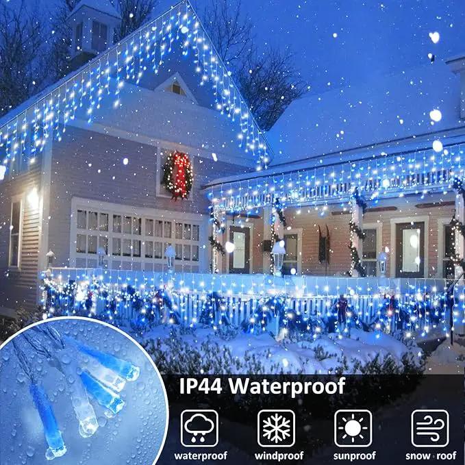 Christmas Icicle Lights Outdoor, 66Ft 640 LED Icicle Lights for Outside with 8 Modes Timers, Waterproof Plug in Twinkle String Light for Yard Eave Patio Party Holiday Decorations, Blue White by GreenHaven Gardens