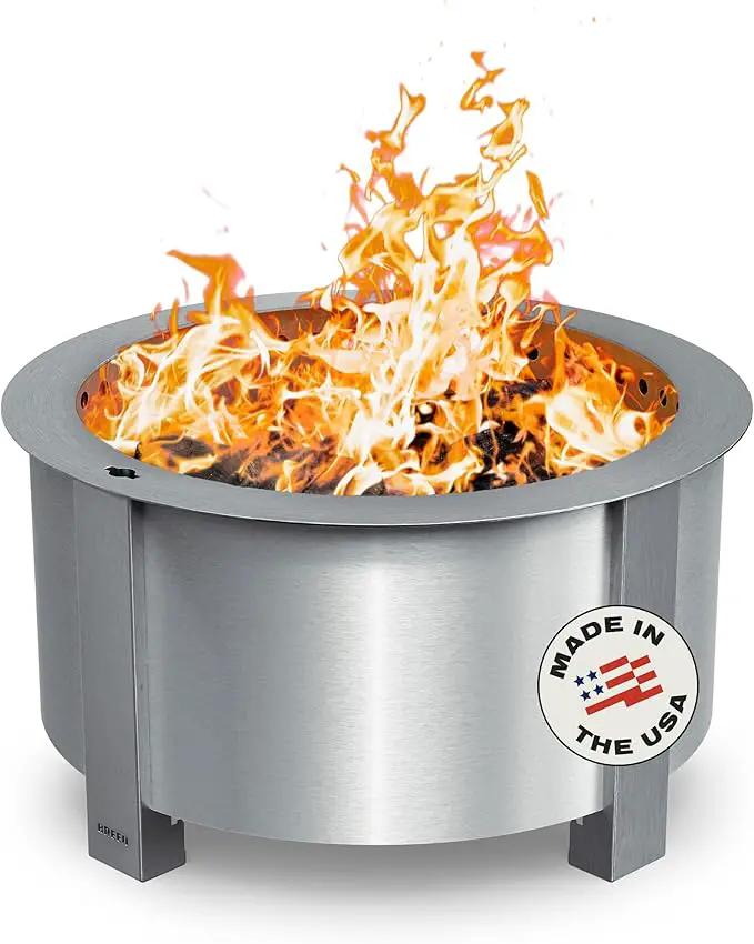Breeo Smokeless Fire Pit (X Series 24, Stainless Steel) | 27.5 inch Smokeless Firepit for Outside | 62 Pounds | Ideal for Families Compatible with Wide Range of Breeo Accessories by GreenHaven Gardens