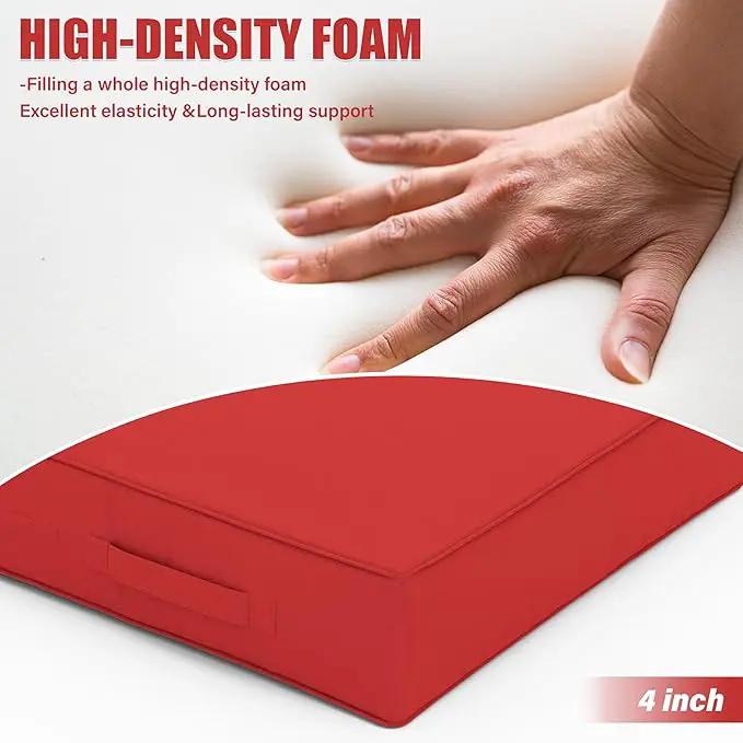 Patio Chair Cushions 18.5 X 16 X 4 Inch Waterproof Outdoor Seat Cushions for Patio Furniture, Outdoor Sofa Couch Pads with Ties & Handle, Set of 2, Red by GreenHaven Gardens