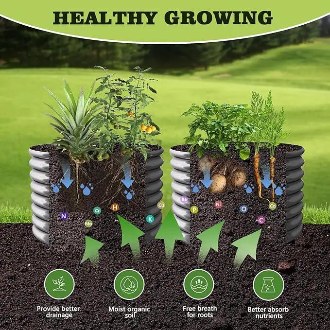 A ANLEOLIFE 2-Pack 3ft x 24” Tall Galvanized Raised Garden Beds Outdoor, Round Metal Planter Box for Planting Vegetables Flowers Herb, Anti-Rust & Easy-Setup, Quartz Grey by GreenHaven Gardens