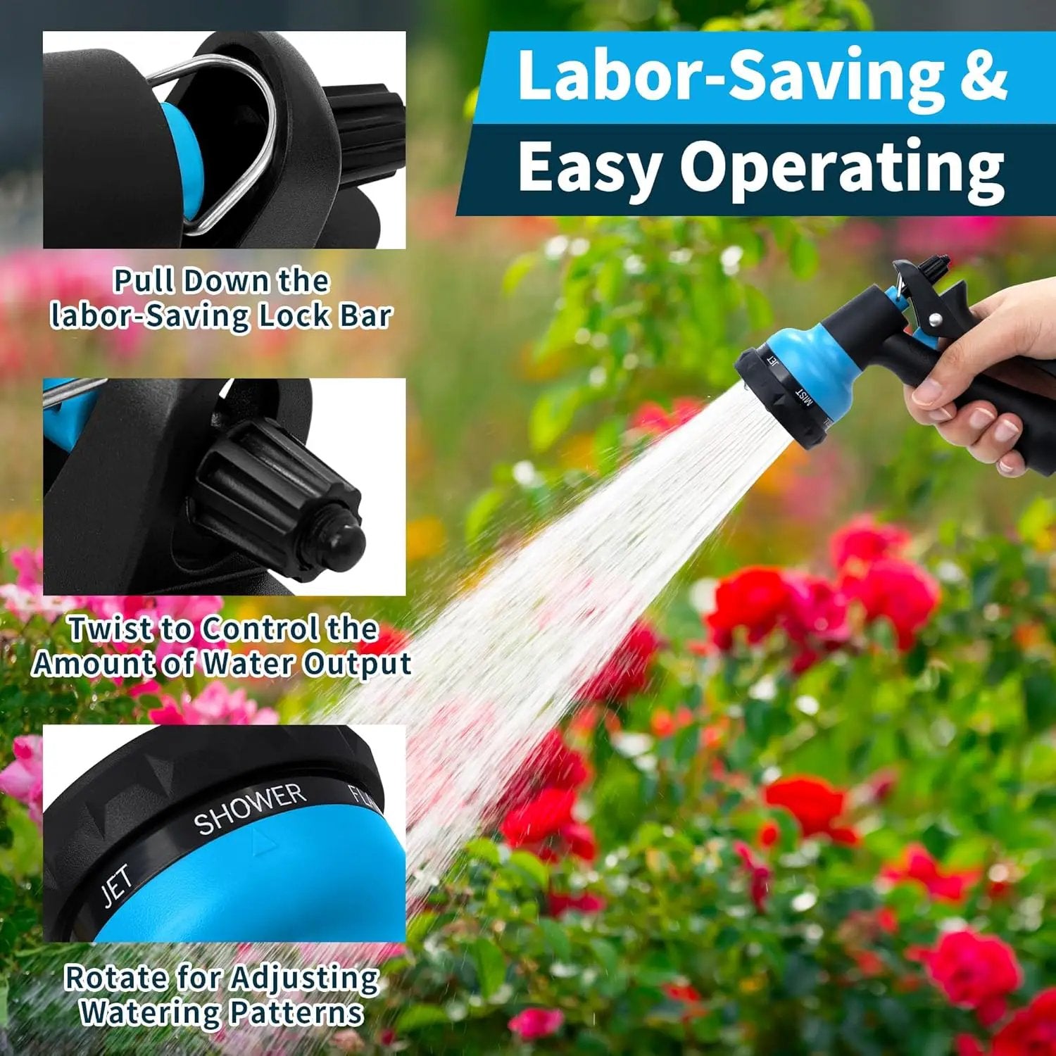 NEXCOVER Hose Nozzle, Garden Hose Nozzle - 7 Adjustable Watering Patterns, Heavy Duty Hose Nozzle Sprayer, Garden Sprayer Hose Attachment for Car Washing,Watering Plants,Pets Showering,Lawns Cleaning by GreenHaven Gardens