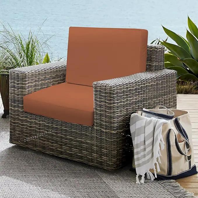 Outdoor Deep Seat Cushion Set 22" x 22", Water Repellent & Fade Resistant Cushion for Patio Furniture, Back & Seat Cushion with Removable Covers for Sofa, Couch, Red by GreenHaven Gardens