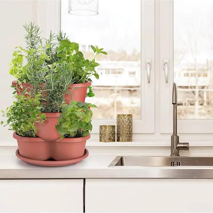 Amazing Creation Stackable Planter, Terracotta 5-Tier Vertical Garden Planter, Grow Your Own Vertical Oasis of Vegetables and Succulents by GreenHaven Gardens