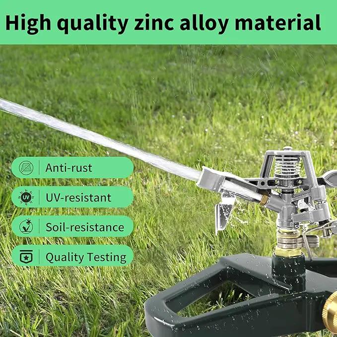 Impact Sprinklers for Yard with Metal Base, Heavy Duty Zinc Alloy Water Sprinkler for Lawn, Automatic 360° Roating for Large Lawn and Garden, Coverage up to 5,800 Sq.Ft, Silver by GreenHaven Gardens