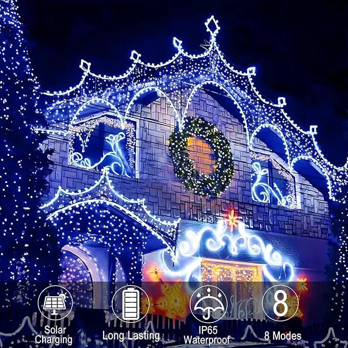 300 LED Solar Rope Lights Outdoor 99 FT Bright Solar Garden String Lights Durable 8 Modes Outdoor Fairy Lights Waterproof Solar Garden Decorative Lights (300LED, Blue) by GreenHaven Gardens
