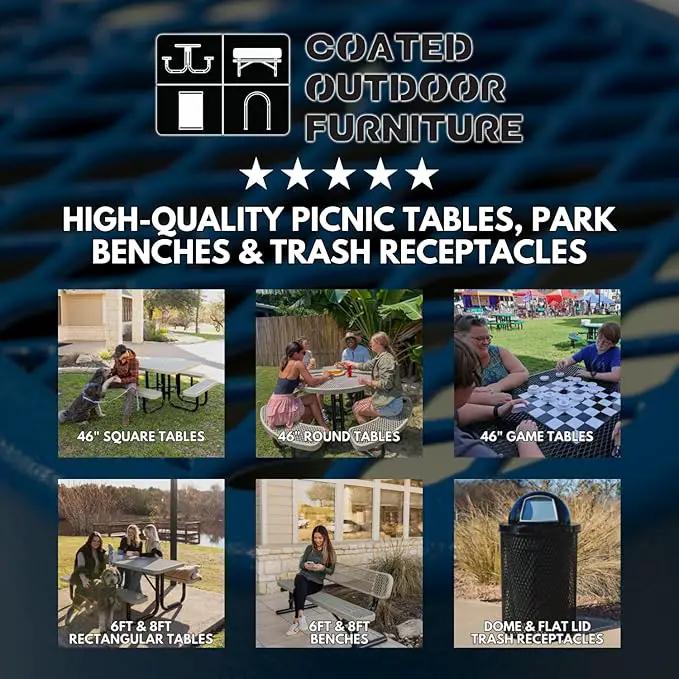 Coated Outdoor Furniture Heavy-Duty Portable ADA-Compliant Outdoor Picnic Table with Umbrella Hole, Expanded Metal Patio Dining Furniture Made in America (46" Round Top, Textured Sand) by GreenHaven Gardens