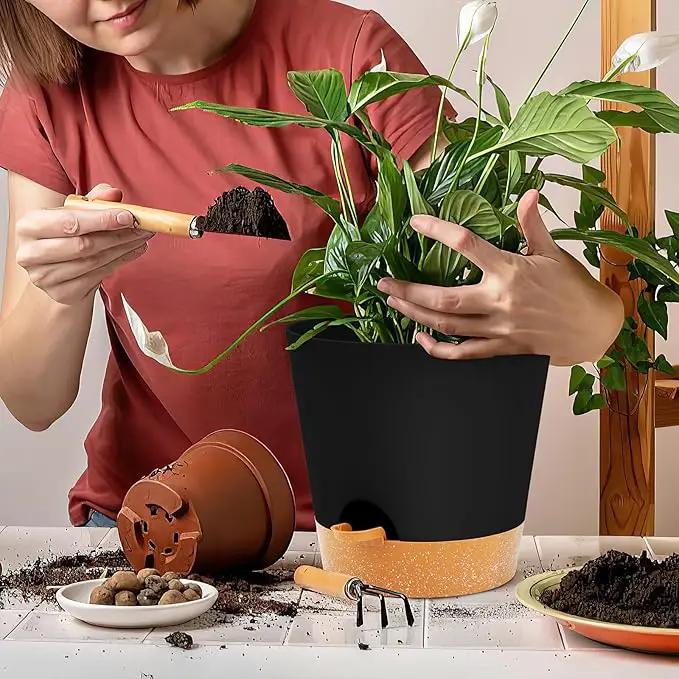 GARDIFE 10/9/8 inch Plant pots, planters for Indoor Plants, self Watering Plant Pot, Flower pots, Black by GreenHaven Gardens