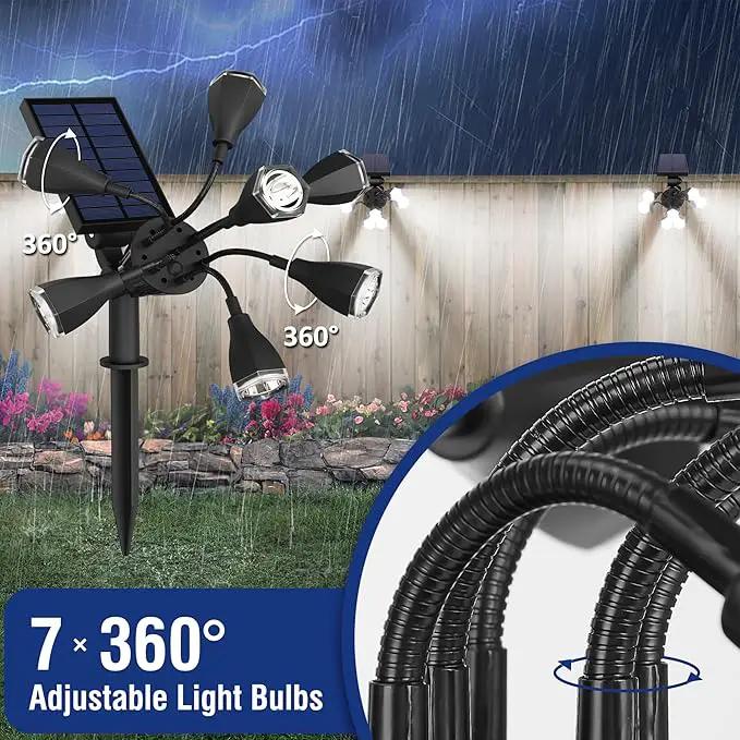 Solar Lights Outdoor Waterproof IP68, 360° Adjustable 4 Modes Solar Powered Spot Lights for Yard Garden Landscape, Bright Led Flood Lightings for Outside Wall Tree House Pathway (Cold White/2 Pack) by GreenHaven Gardens