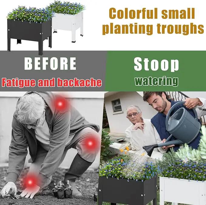 aboxoo 14 inch Planter Raised Garden Bed with Legs Outdoor Metal Small White Planter Box Elevated Garden Bed for Vegetables Flower Herb Patio by GreenHaven Gardens