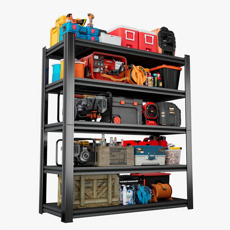 Heavy Duty 5-Tier Shelving Unit 2500LBS Capacity - Adjustable Steel Garage Shelves for Warehouse, Basement Storage(63''H x 39.4''W x 17.7''D) by GreenHaven Gardens