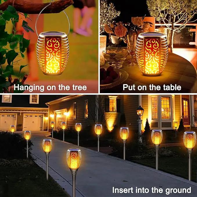 Solar Torch Lights Outdoor, Realistic Flickering Flame Solar Tiki Torches, 3-in-1 Fire Effect Hanging Lanterns with Detachable Hook, Auto On/Off for Garden, Pathway Lighting (4 Pack) by GreenHaven Gardens