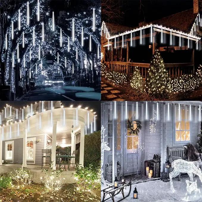 2-Pack Meteor Shower Christmas Lights Outdoor Decorations, Extendable Tree Lights Waterproof 16 Tubes 384 LEDs Falling Rain for Holiday Outside Decor Yard House Xmas Tree (Cool White) by GreenHaven Gardens