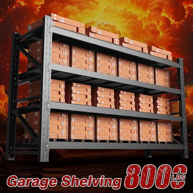8000LBS Metal Steel Storage Shelves - 68" W Black 4 Tier Heavy Duty Rack Commercial Industrial Shelving with Adjustable Shelf for Basement Garage Warehouse - 68" W x 24" D x 63.4" H by GreenHaven Gardens