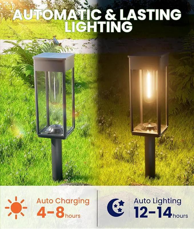 Bright Solar Pathway Lights, 4 Pack Solar Lights Outdoor Waterproof IP65, Auto On/Off Outdoor Light for Yard Garden Landscape Patio Decor Lawn Path Walkway Driveway by GreenHaven Gardens