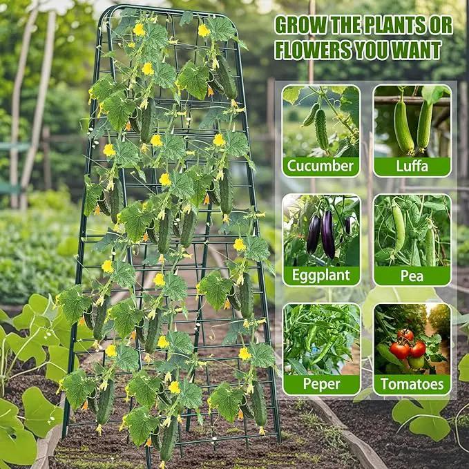 Heavy Duty 50"x17" Adjustable A-Frame Trellis for Climbing Plants – Rust-Proof Metal Garden Trellis with Dense Grid Design, Perfect for Raised Beds, Tomatoes, Cucumbers & Outdoor Vines (Green, 1 Pcs) by GreenHaven Gardens