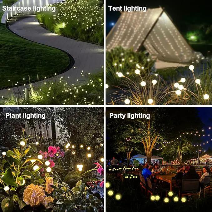Firefly Garden Lights Solar Outdoor - 80 LED Solar Firefly Lights Outdoor Waterproof, Yard Patio Decoration Solar Powered Firefly Lights, Warm White 10PCS by GreenHaven Gardens
